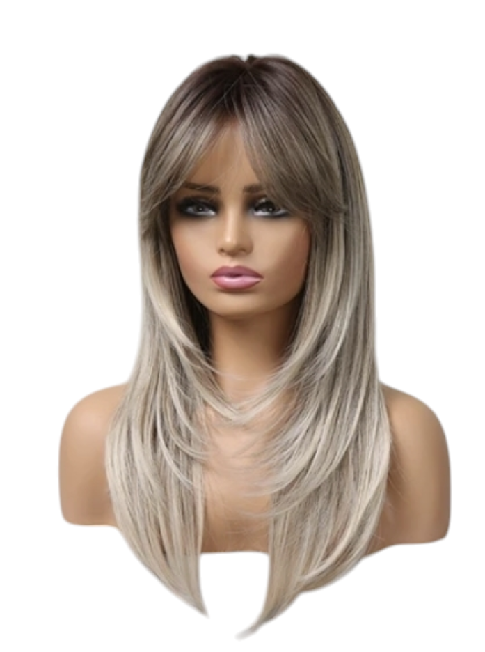 Silver Ash Blonde Tipped Layered Fringe  Wig. Ally