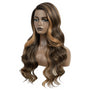 Streaked Caramel Brown Side Part Lace Wig. Zari