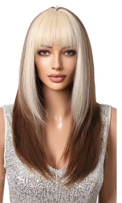 Blonde Brown Block Colour Wig. Razz