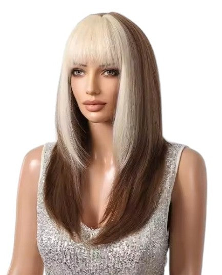 Blonde Brown Block Colour Wig. Razz