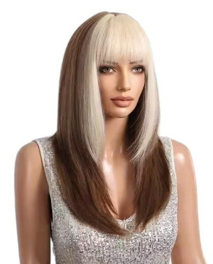 Blonde Brown Block Colour Wig. Razz