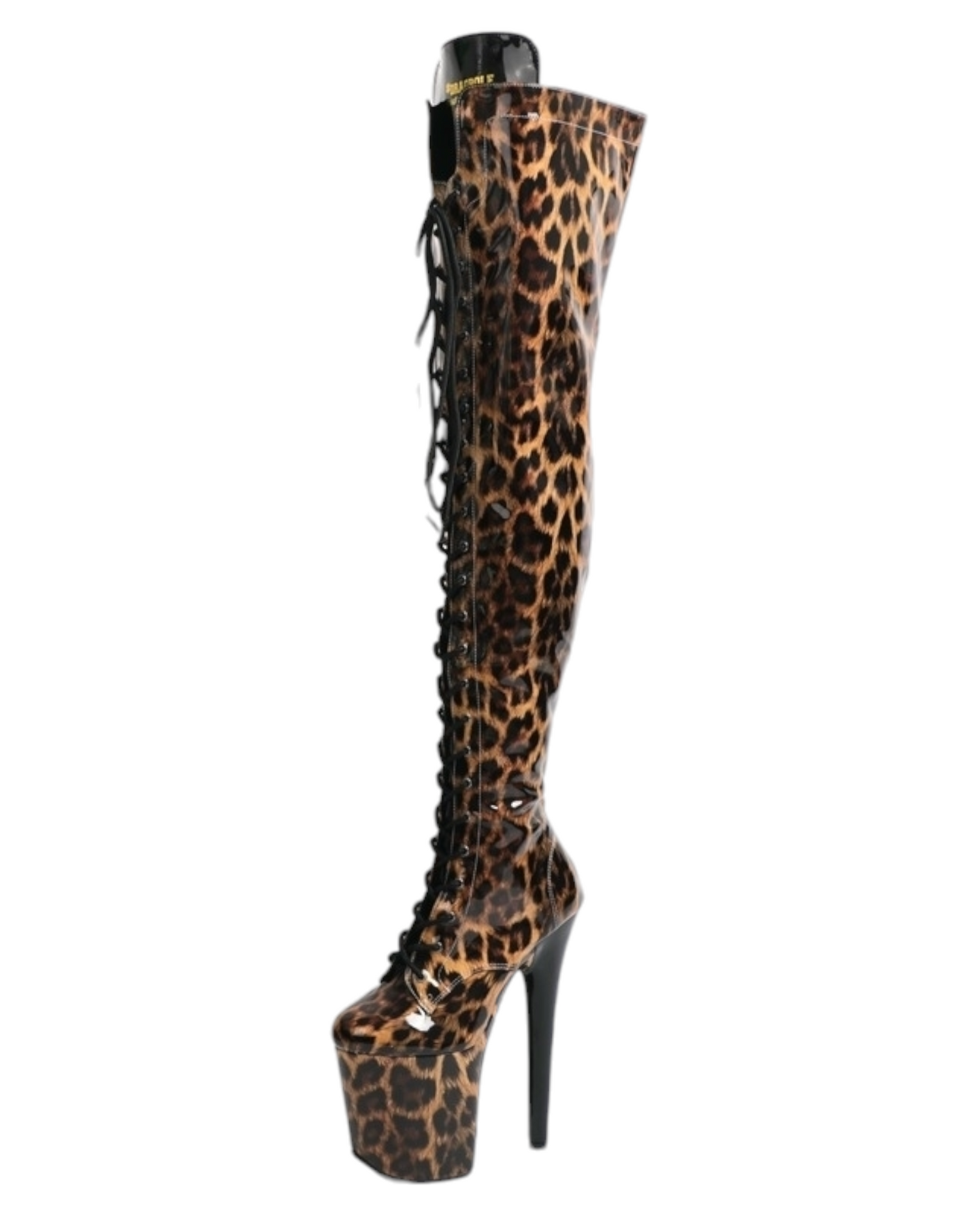 Leopard Print Platform Thigh Boots.