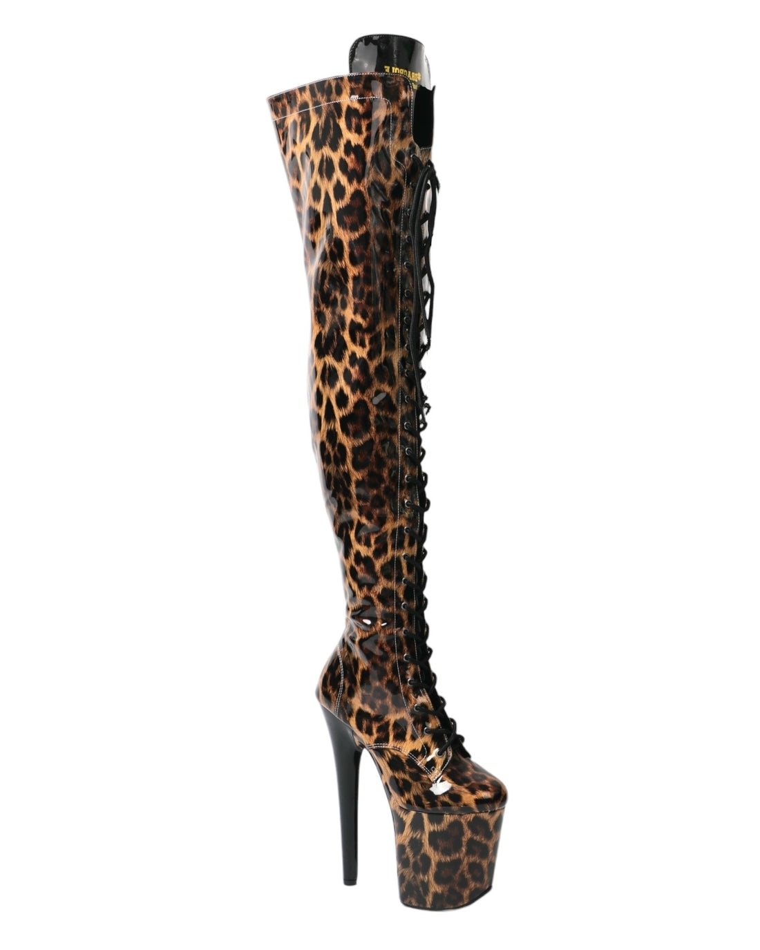 Leopard Print Platform Thigh Boots.