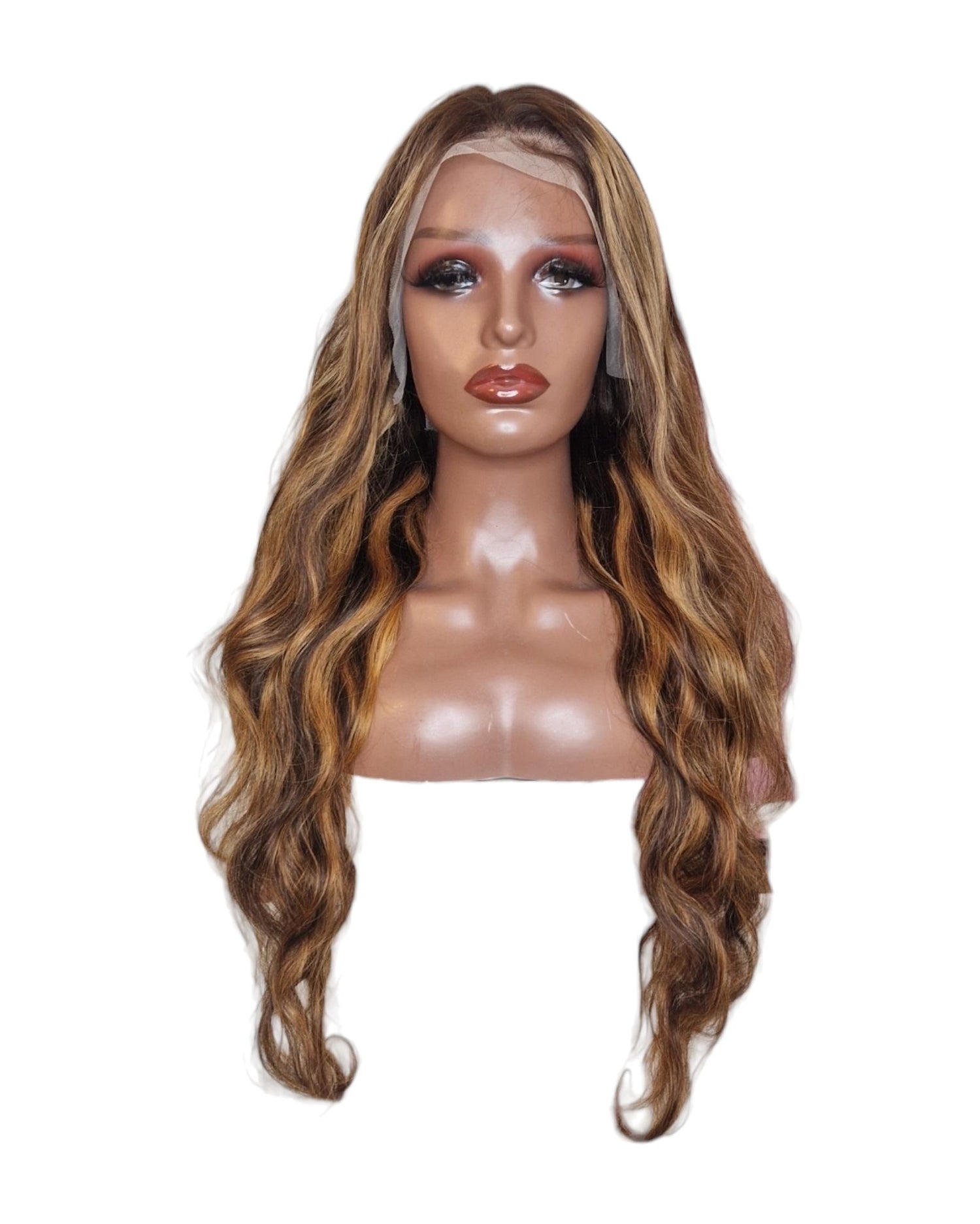 Human Hair Brown Caramel Lace Front Wig.