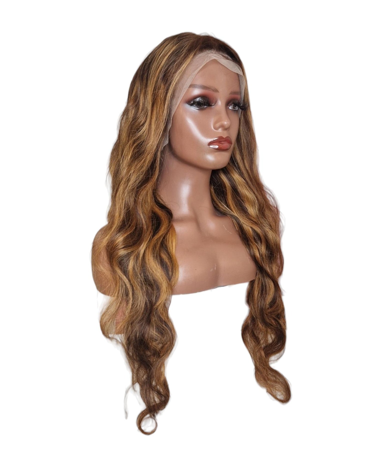 Human Hair Brown Caramel Lace Front Wig.