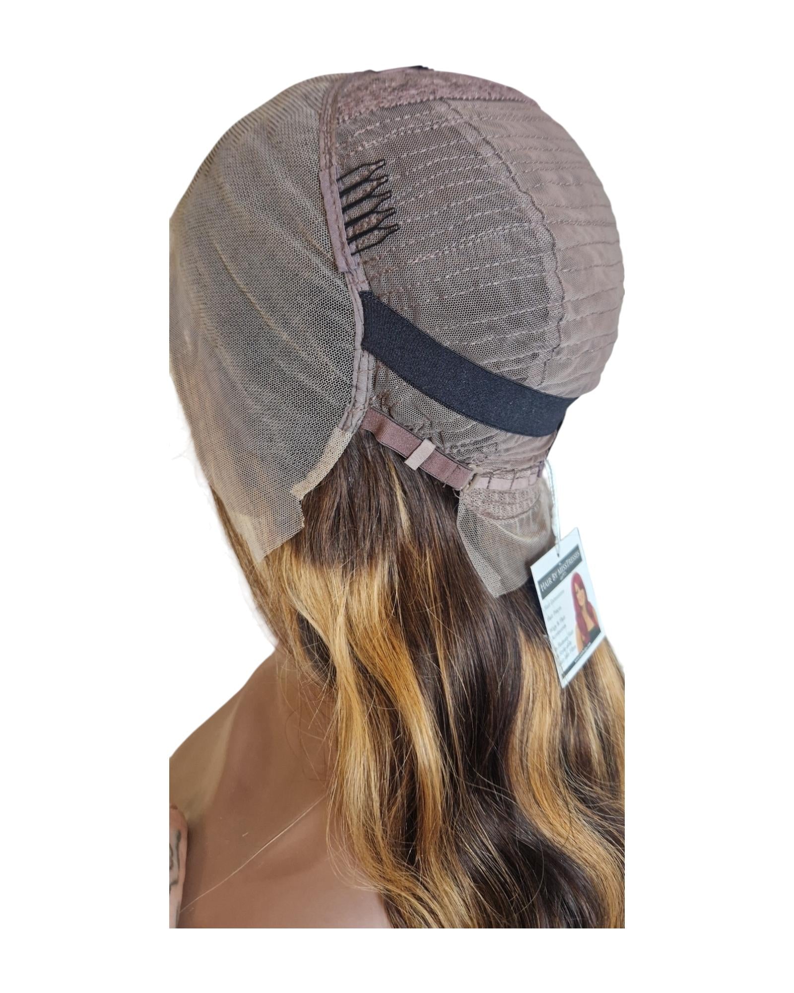 Human Hair Brown Caramel Lace Front Wig.