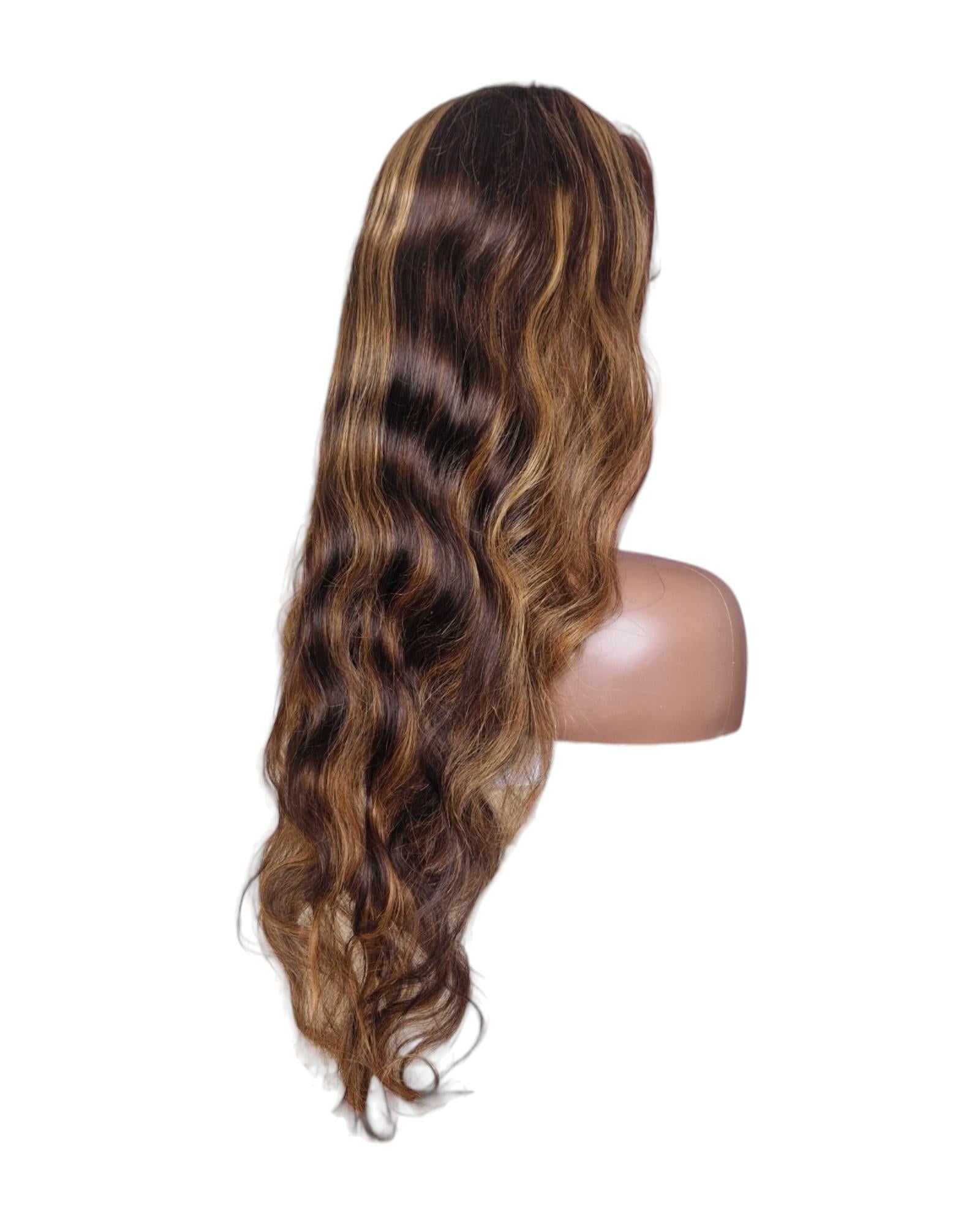 Human Hair Brown Caramel Lace Front Wig.