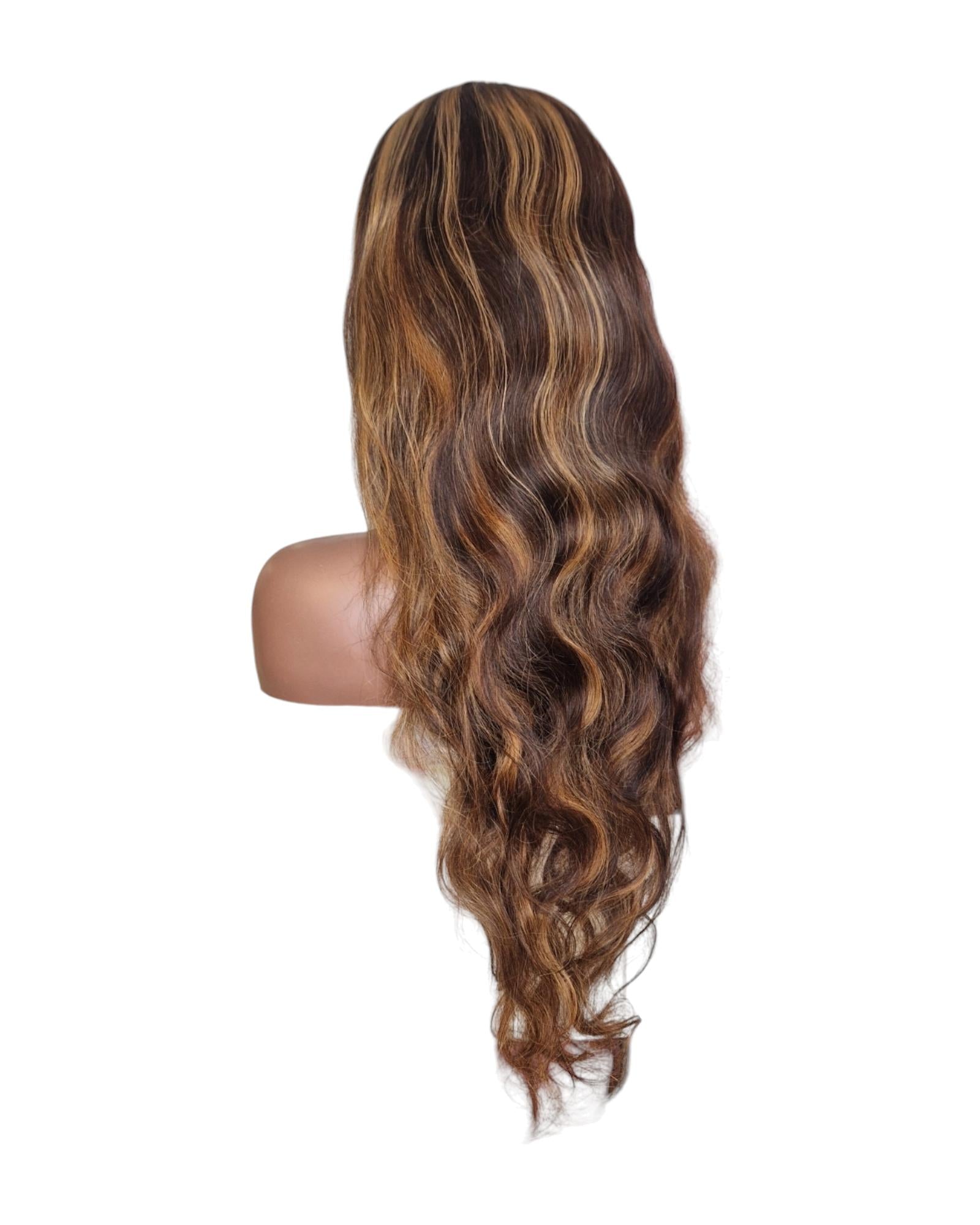Human Hair Brown Caramel Lace Front Wig.