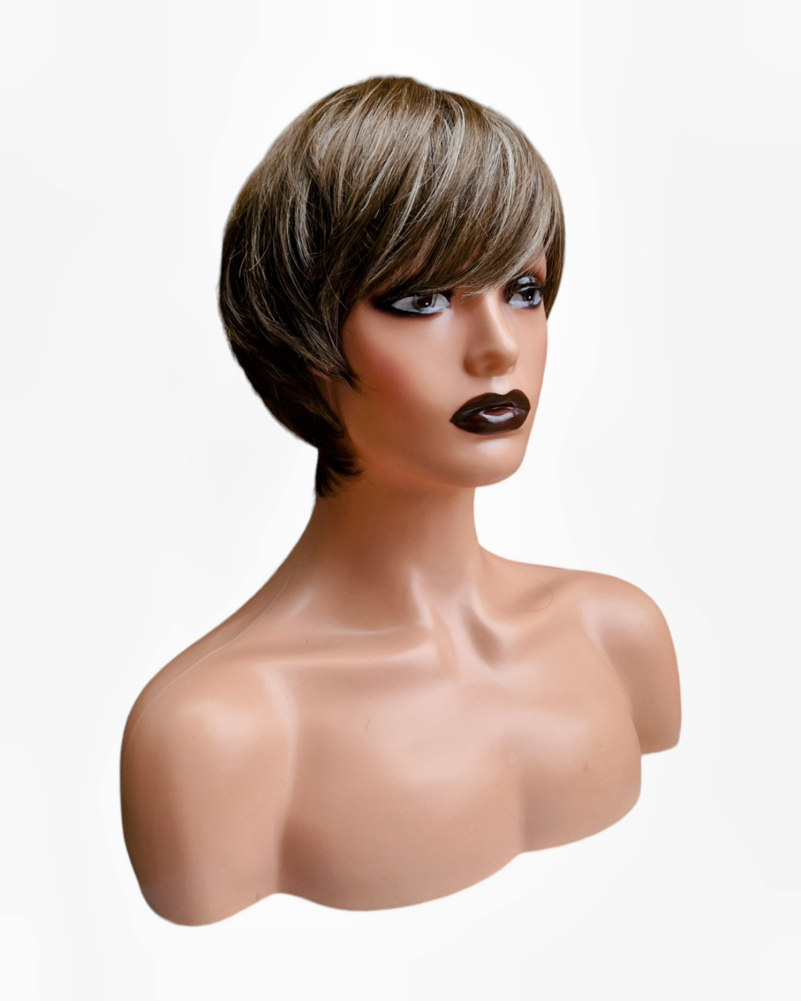 Short Chic Pageboy Brown Highlights Wig. Pya