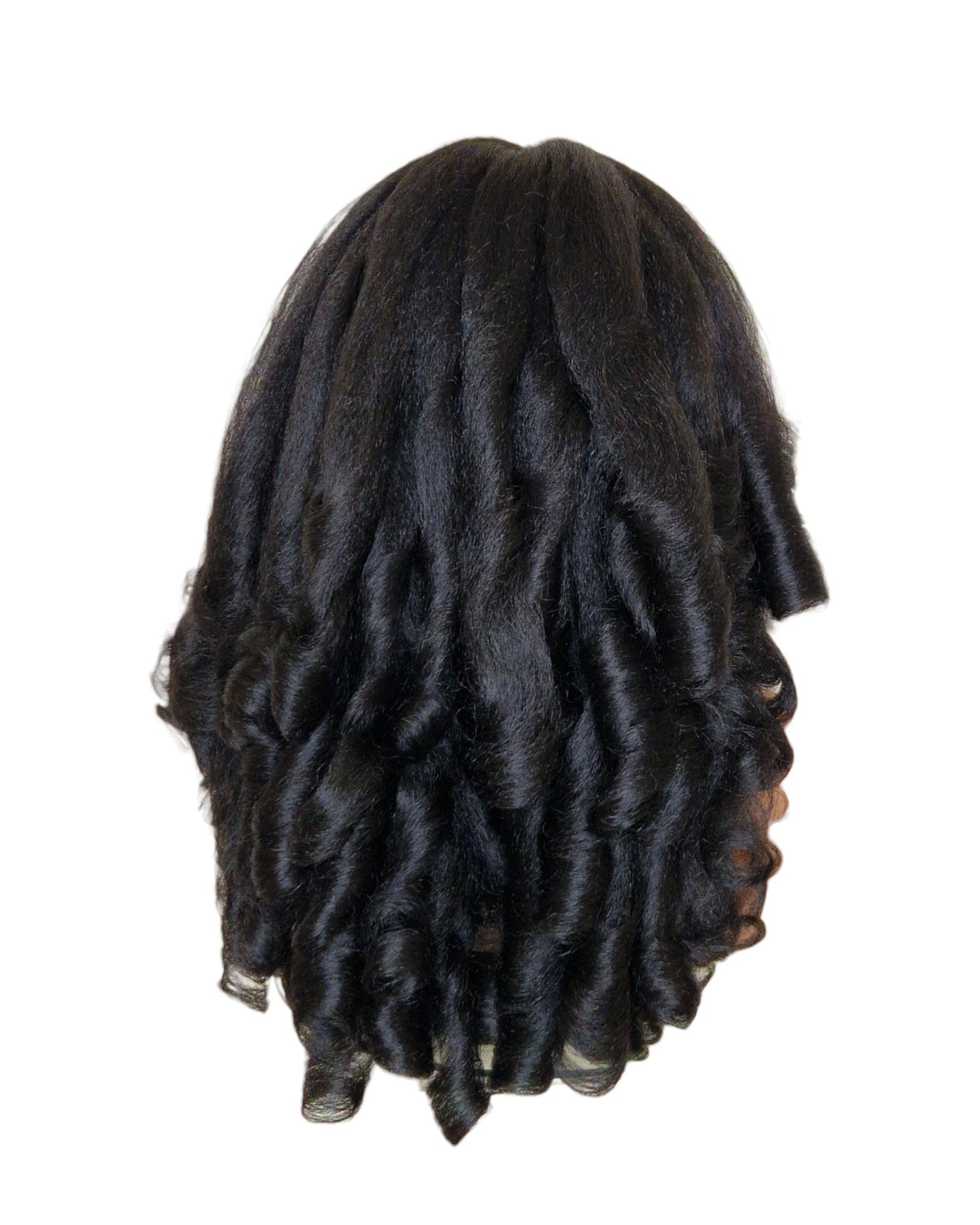Black Kinky Straight Barrel Curl Lace Front Wig. Basha