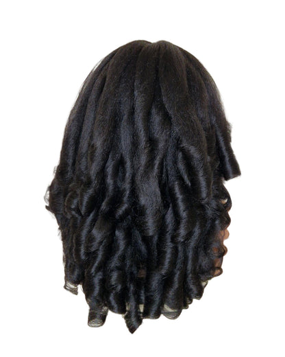 Black Kinky Straight Barrel Curl Lace Front Wig. Basha