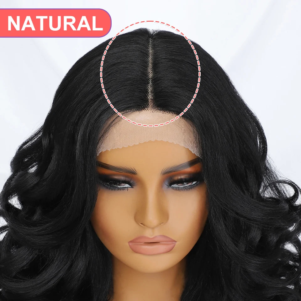 Curly Synthetic Lace Front Wig. Glueless T Part Lace Wig Streaked Blonde. Zena