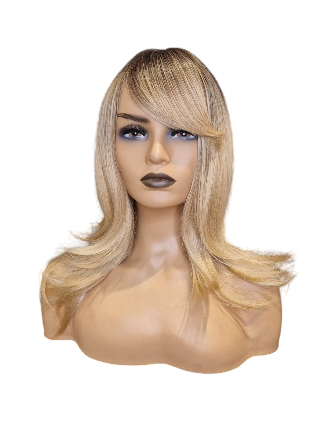 Sand Honey Blonde Ombre Rooted Layered Wig. Sandra-CelebWigs