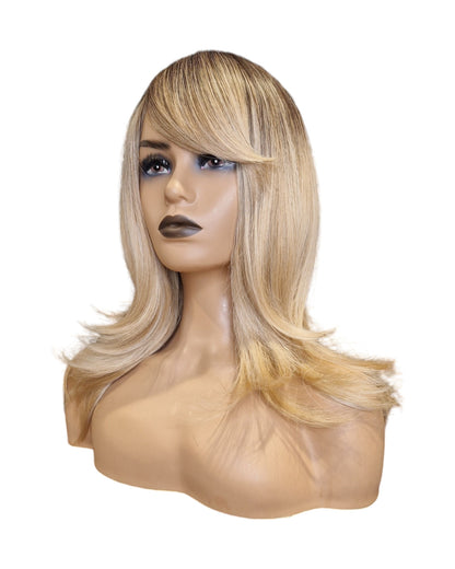 Sand Honey Blonde Ombre Rooted Layered Wig. Sandra-CelebWigs