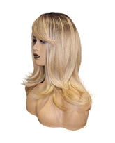 Sand Honey Blonde Ombre Rooted Layered Wig. Sandra-CelebWigs