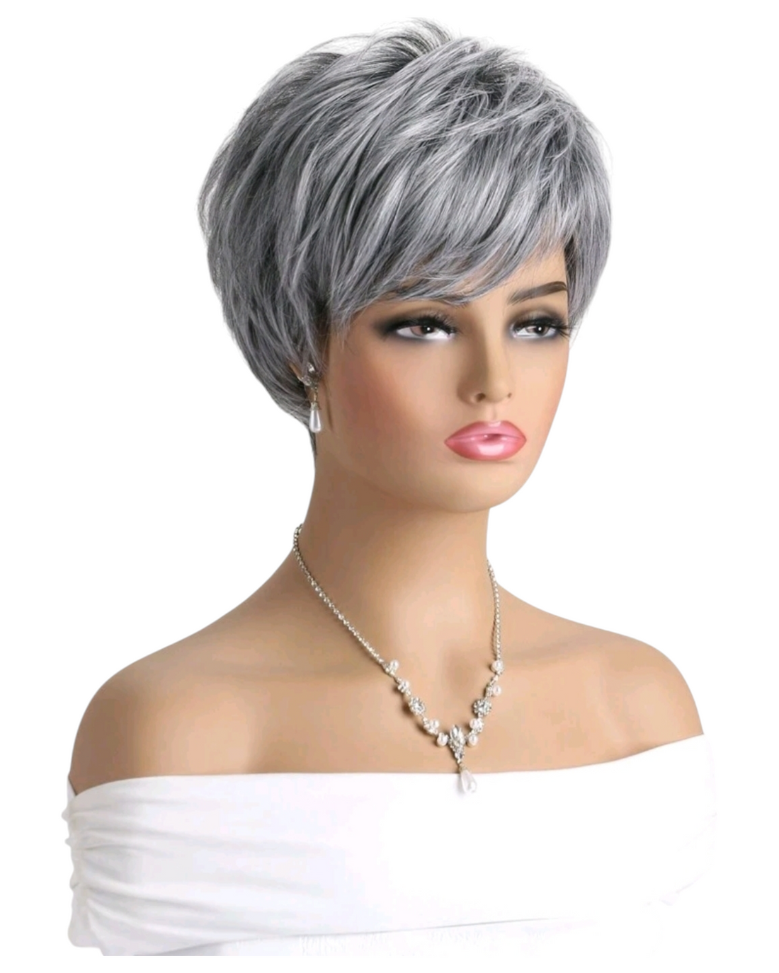 Grey Short Lightweight Wig. Imri