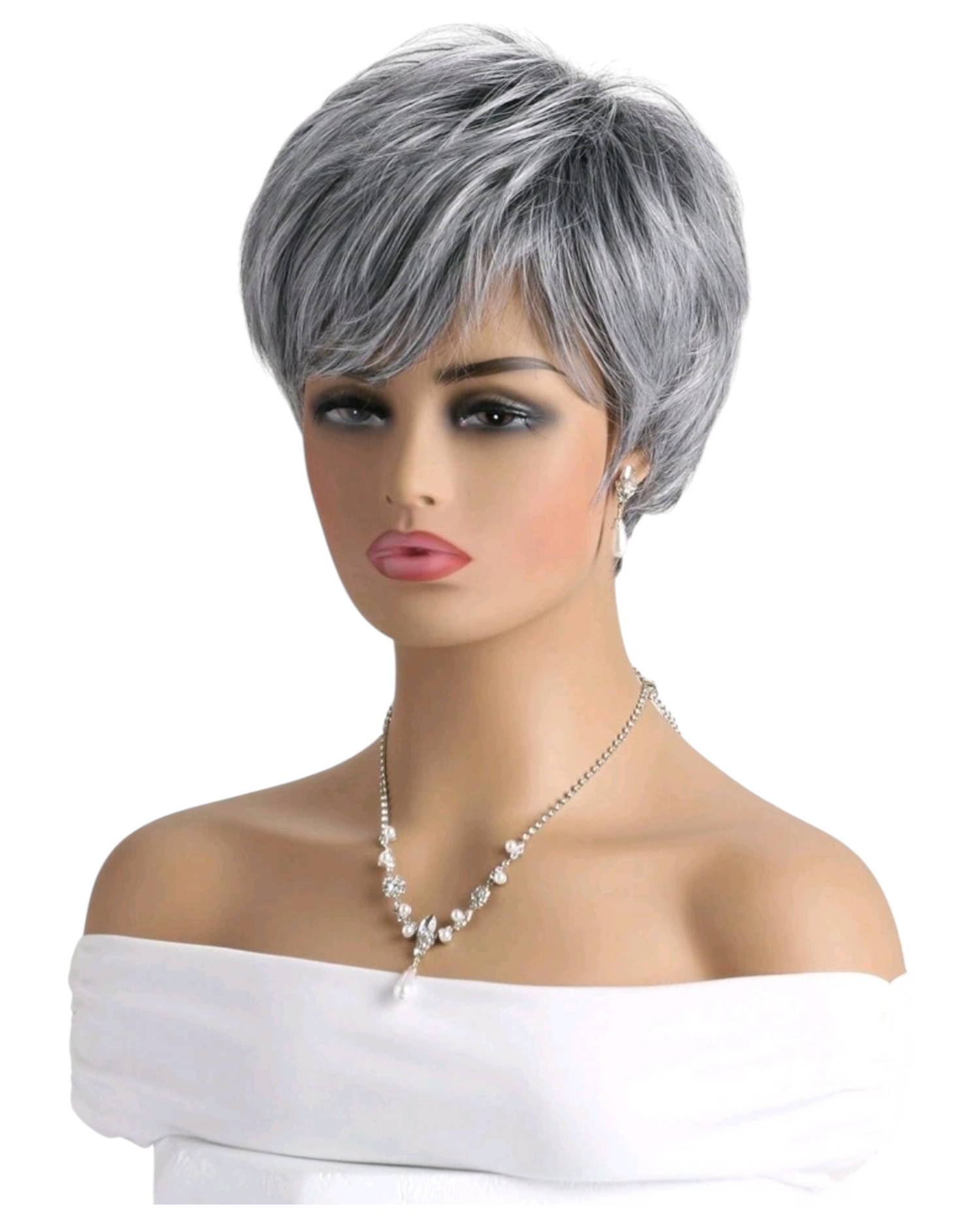 Grey Short Lightweight Wig. Imri