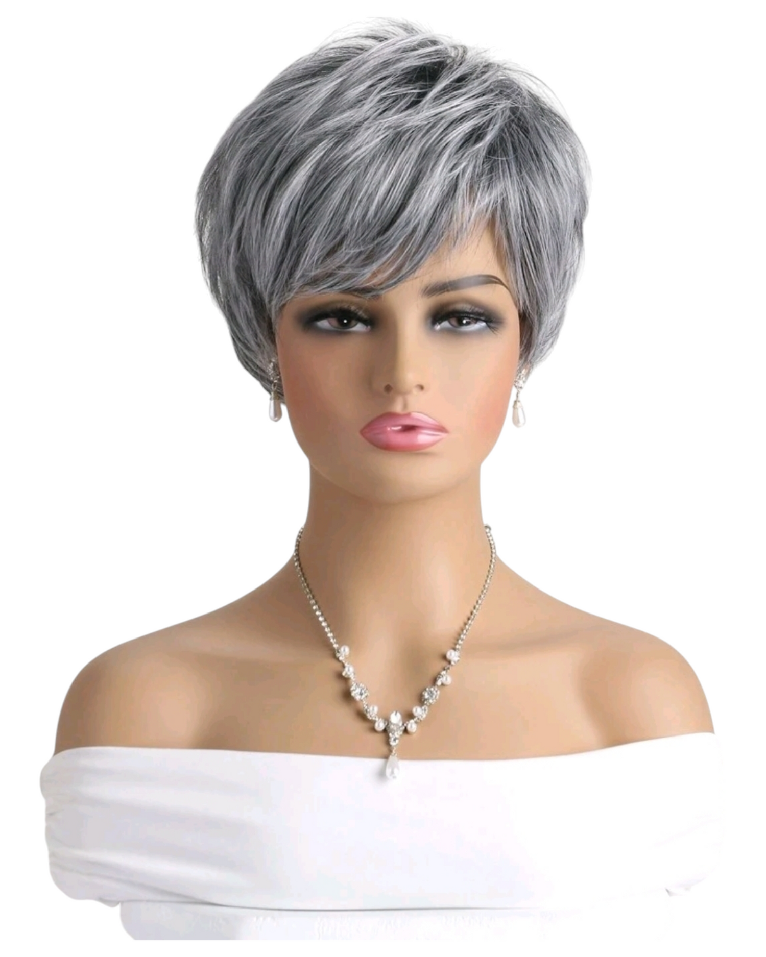 Grey Short Lightweight Wig. Imri