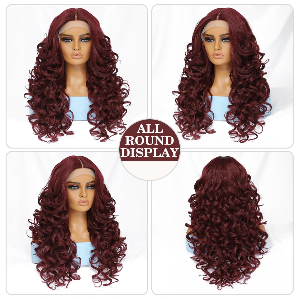 Curly Synthetic Lace Front Glueless T Part Lace Wig Black. Zena