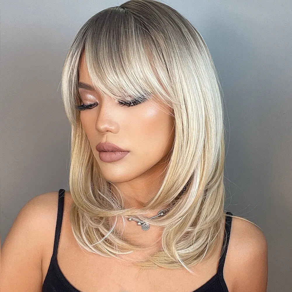 Alure Rooted Blonde Face Framing Shoulder Length Layered Wig-CelebWigs