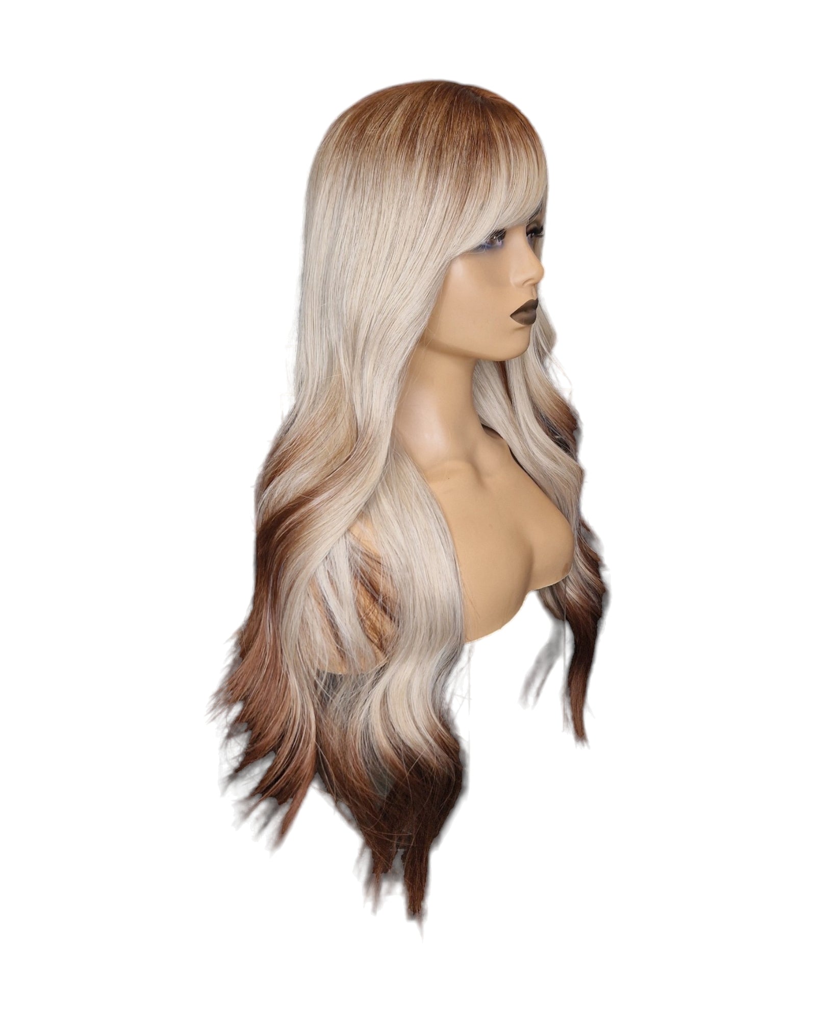 Ombre Long Wavy Blonde Y2K Hairstyle Tipped Wig. Suki-CelebWigs