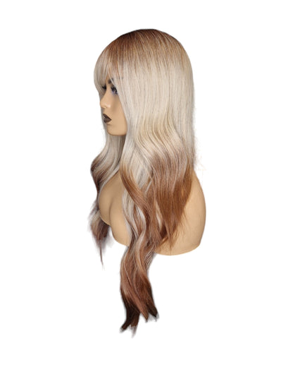 Ombre Long Wavy Blonde Y2K Hairstyle Tipped Wig. Suki-CelebWigs