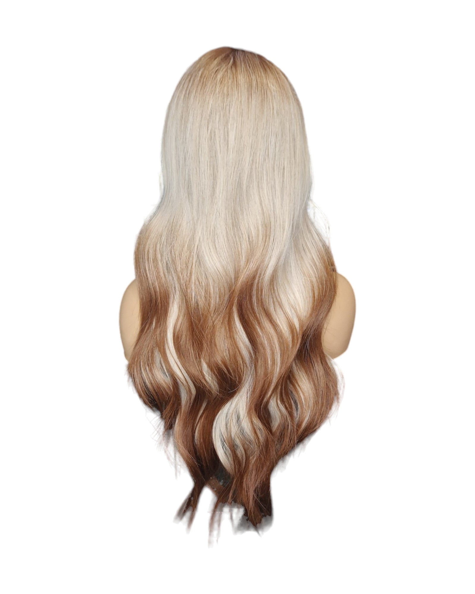 Ombre Long Wavy Blonde Y2K Hairstyle Tipped Wig. Suki-CelebWigs