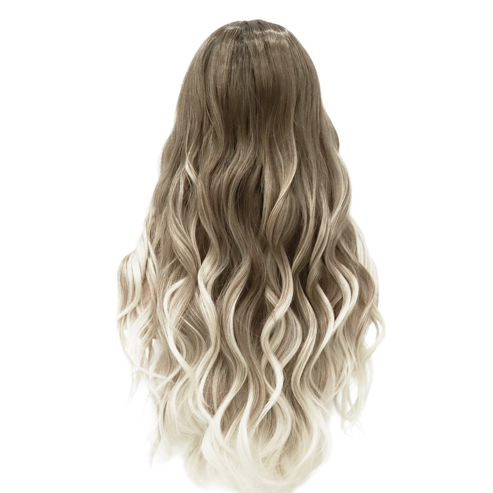 Streaked Blonde Natural Wave T Part Lace Front Wig. Alanis-CelebWigs