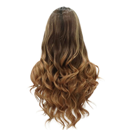 Wavy Caramel Brown T Part Lace Front Wig. Amaya-CelebWigs