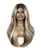 Silver Blonde Middle Part Lace Front Wig. Tai-CelebWigs