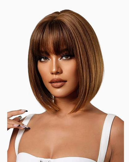 Caramel Brown Short Bob Wig. Tallie.-CelebWigs