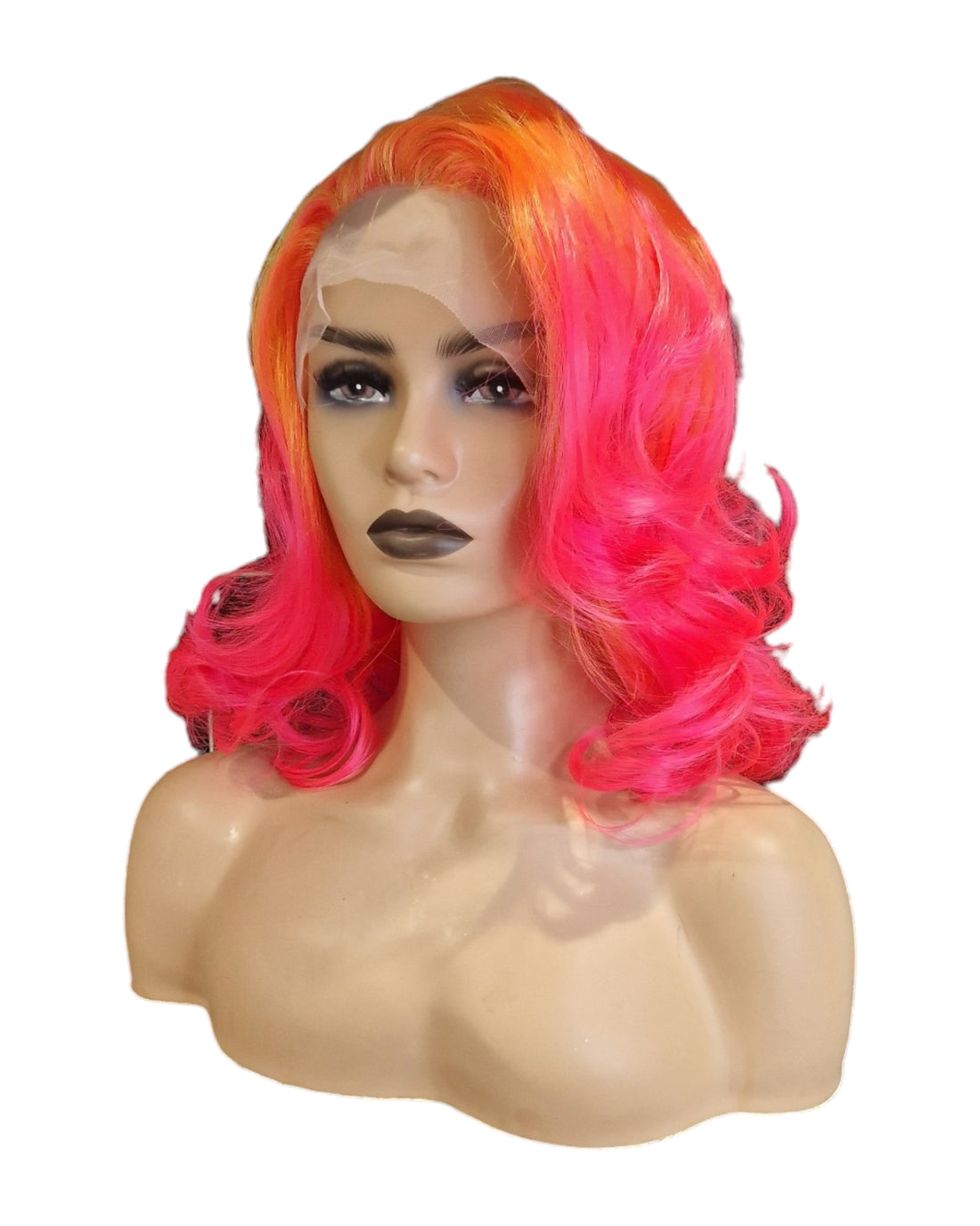 Neon Pink &amp; Orange Marilyn Style Lace Front Wig. Vera