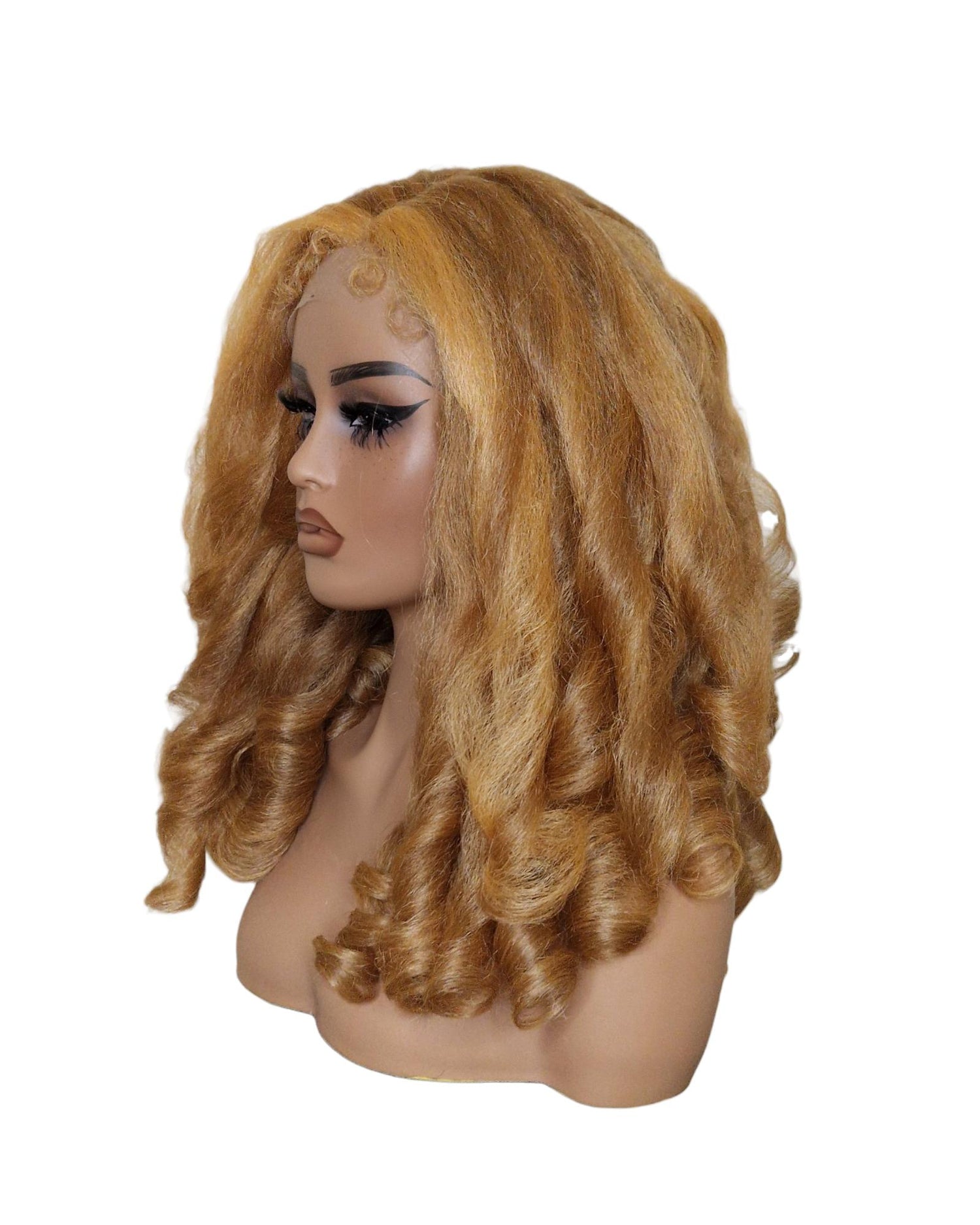 Apricot Blonde Barrel Curl Lace Front Wig. Basha