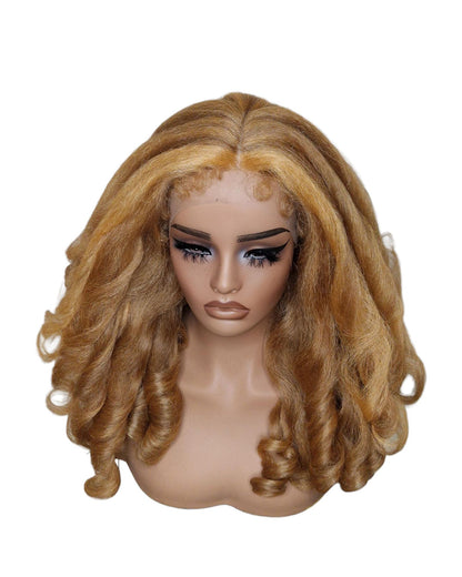 Apricot Blonde Barrel Curl Lace Front Wig. Basha