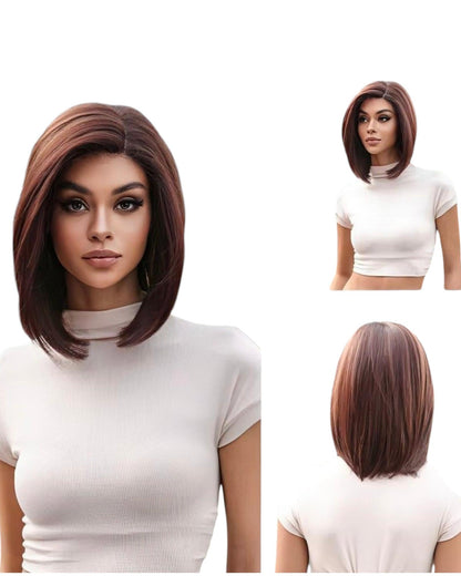 Auburn Brown Lace Front Bob Wig. Chase.