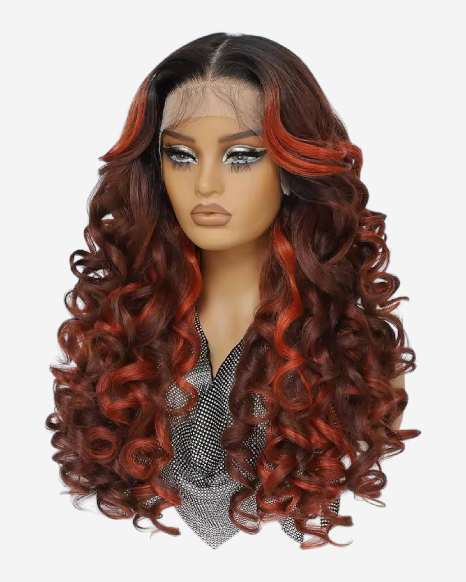 Auburn Ombre Curly Lace Front Wig. Zena