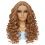 Curly Synthetic Lace Front Wig. Glueless T Part Lace Wig Streaked Blonde. Zena