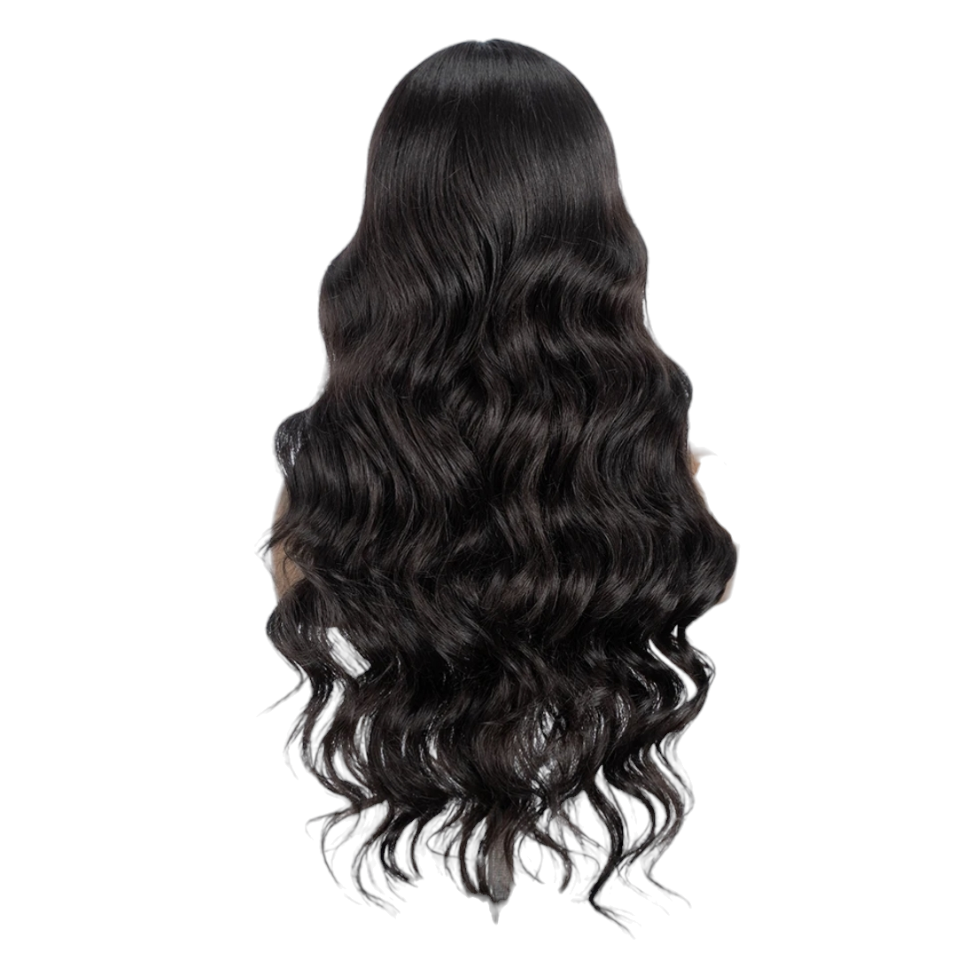 Black Middle Part Wavy Wig. Wendi