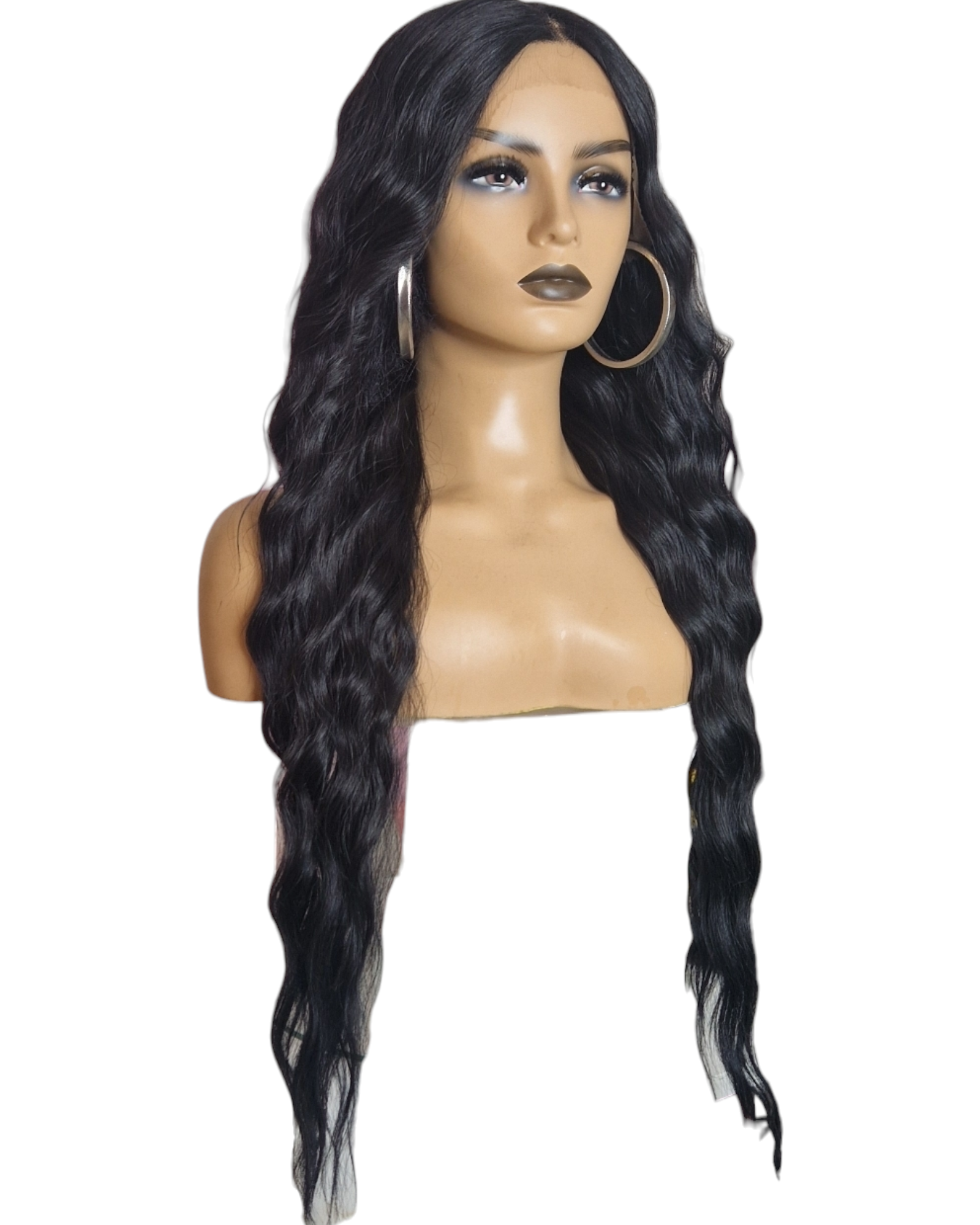 Black Wavy T Part Lace Front Wig. Whitley