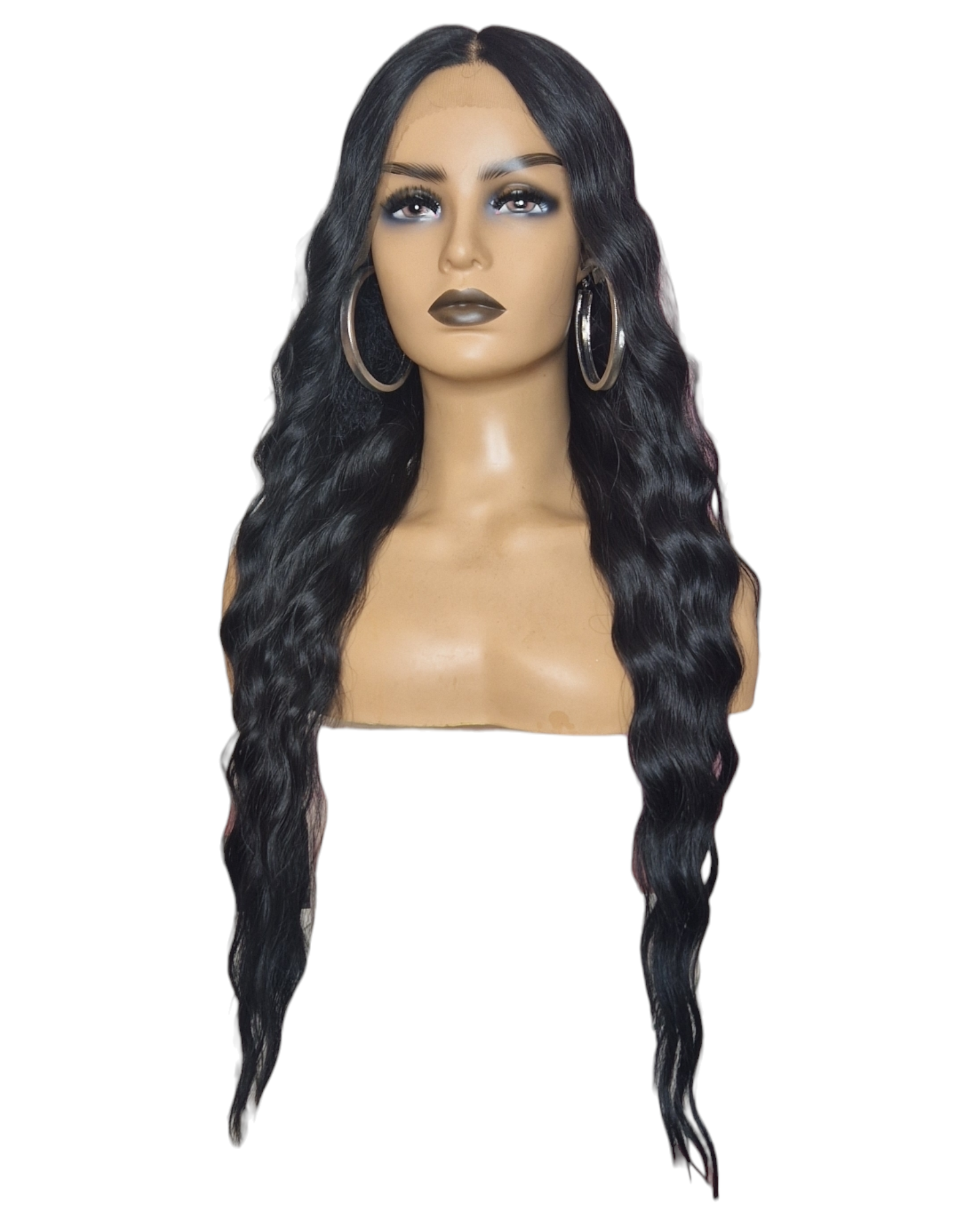 Black Wavy T Part Lace Front Wig. Whitley