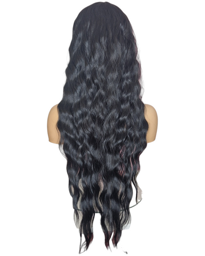 Black Wavy T Part Lace Front Wig. Whitley