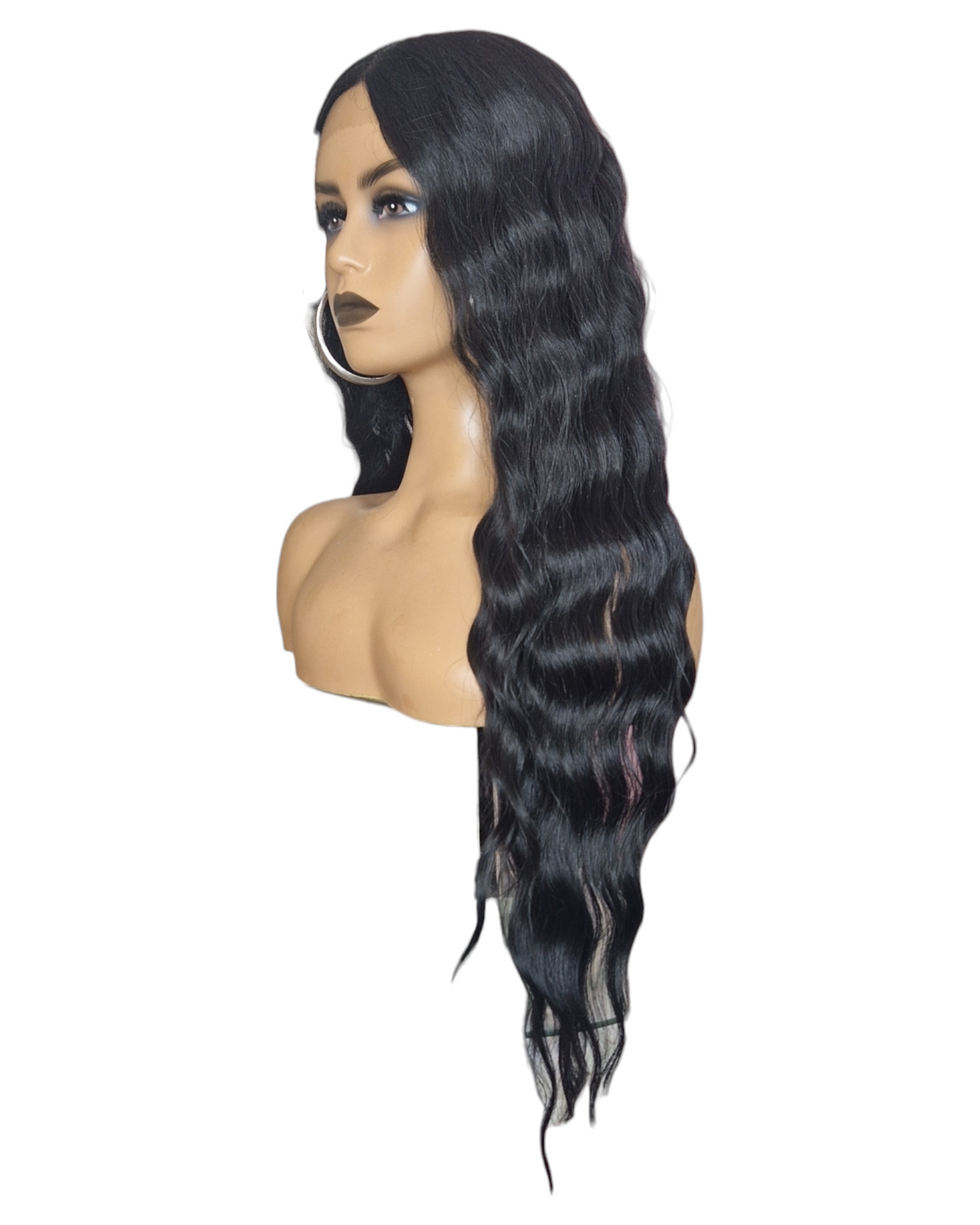 Black Wavy T Part Lace Front Wig. Whitley