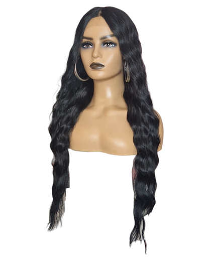 Black Wavy T Part Lace Front Wig. Whitley