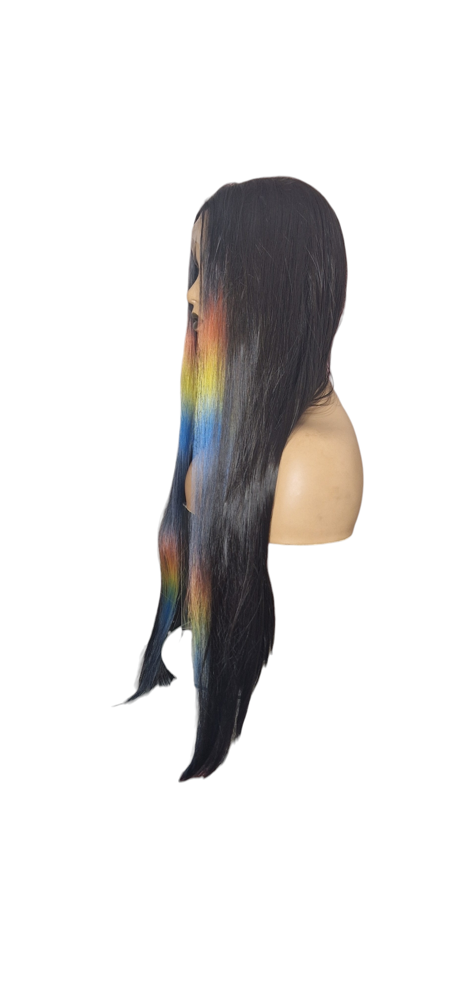 Black Rainbow Highlights Lace Front Wig. Jett