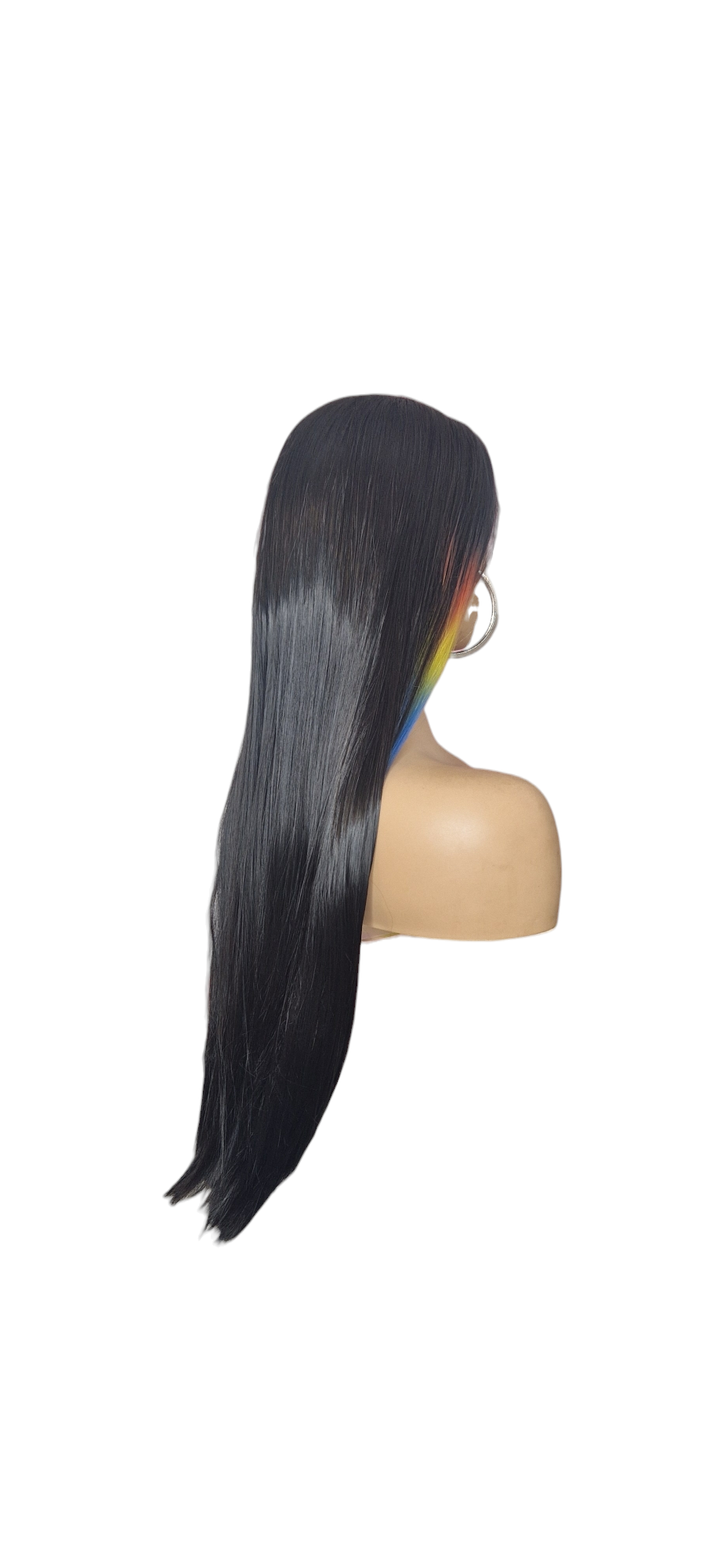 Black Rainbow Highlights Lace Front Wig. Jett