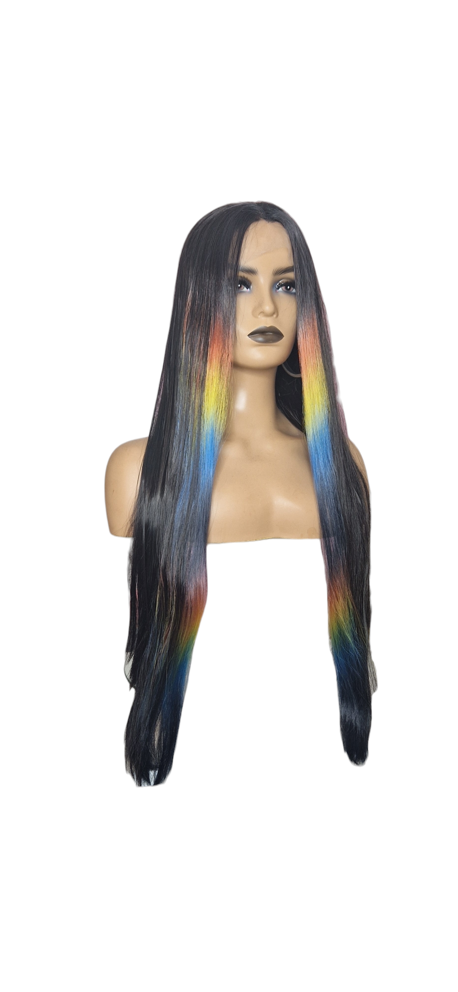 Black Rainbow Highlights Lace Front Wig. Jett