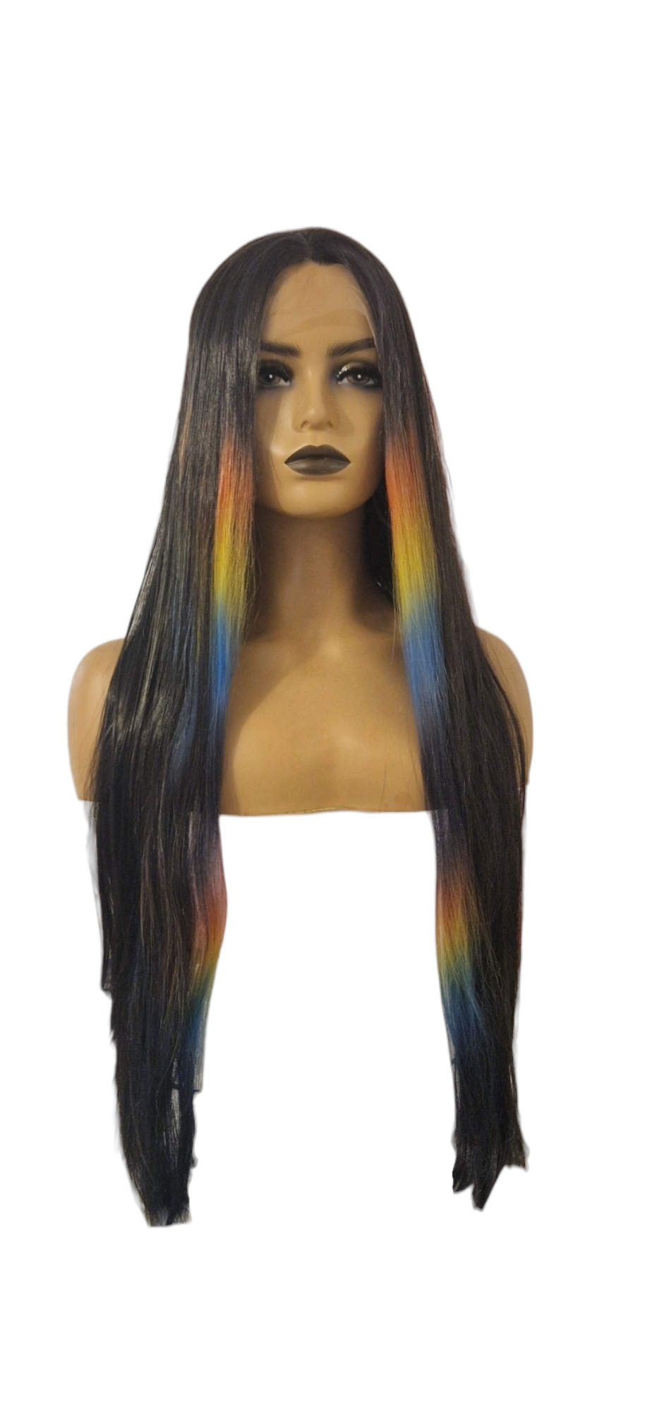 Black Rainbow Highlights Lace Front Wig. Jett