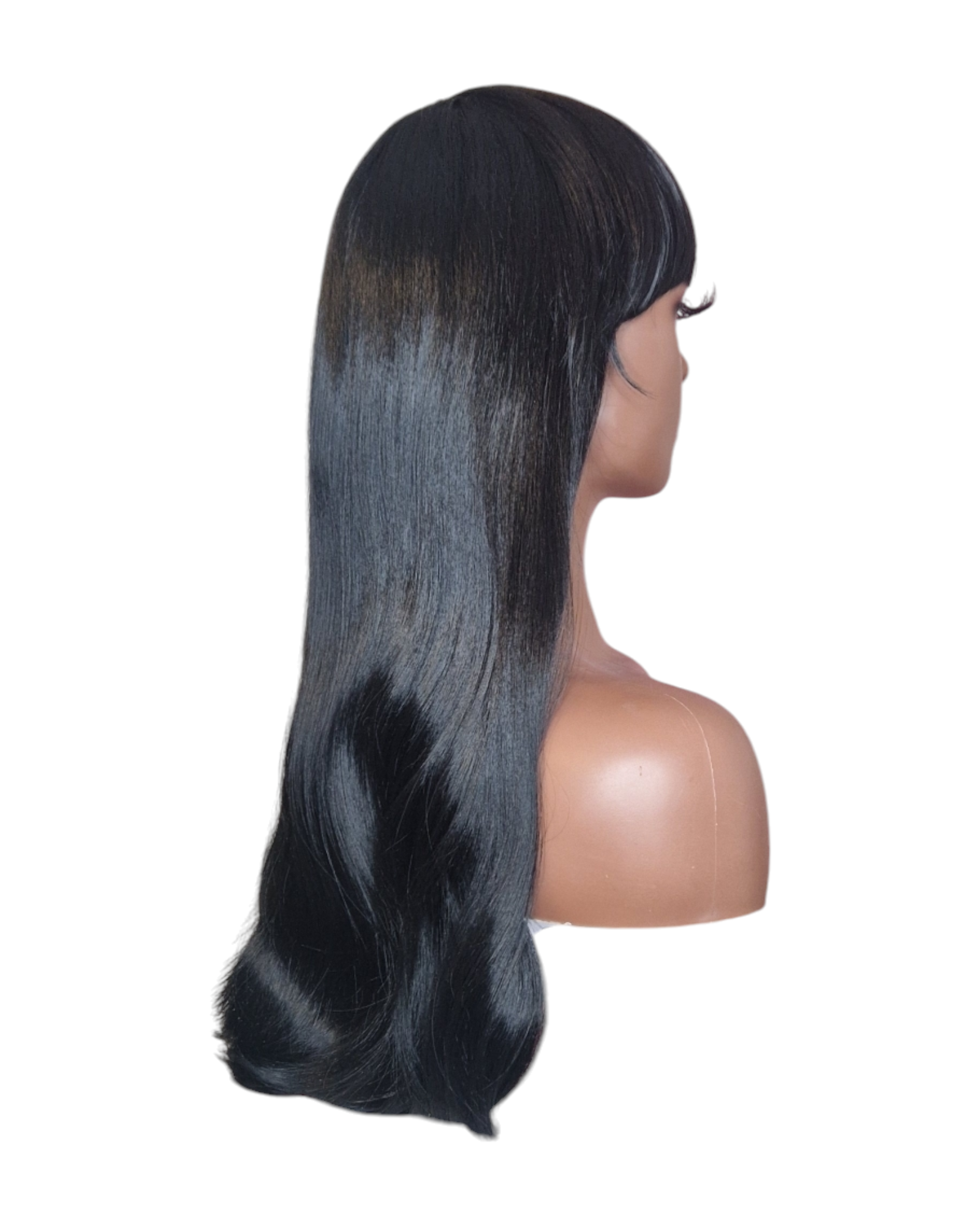 Black Long Wig With Fringe. Farai