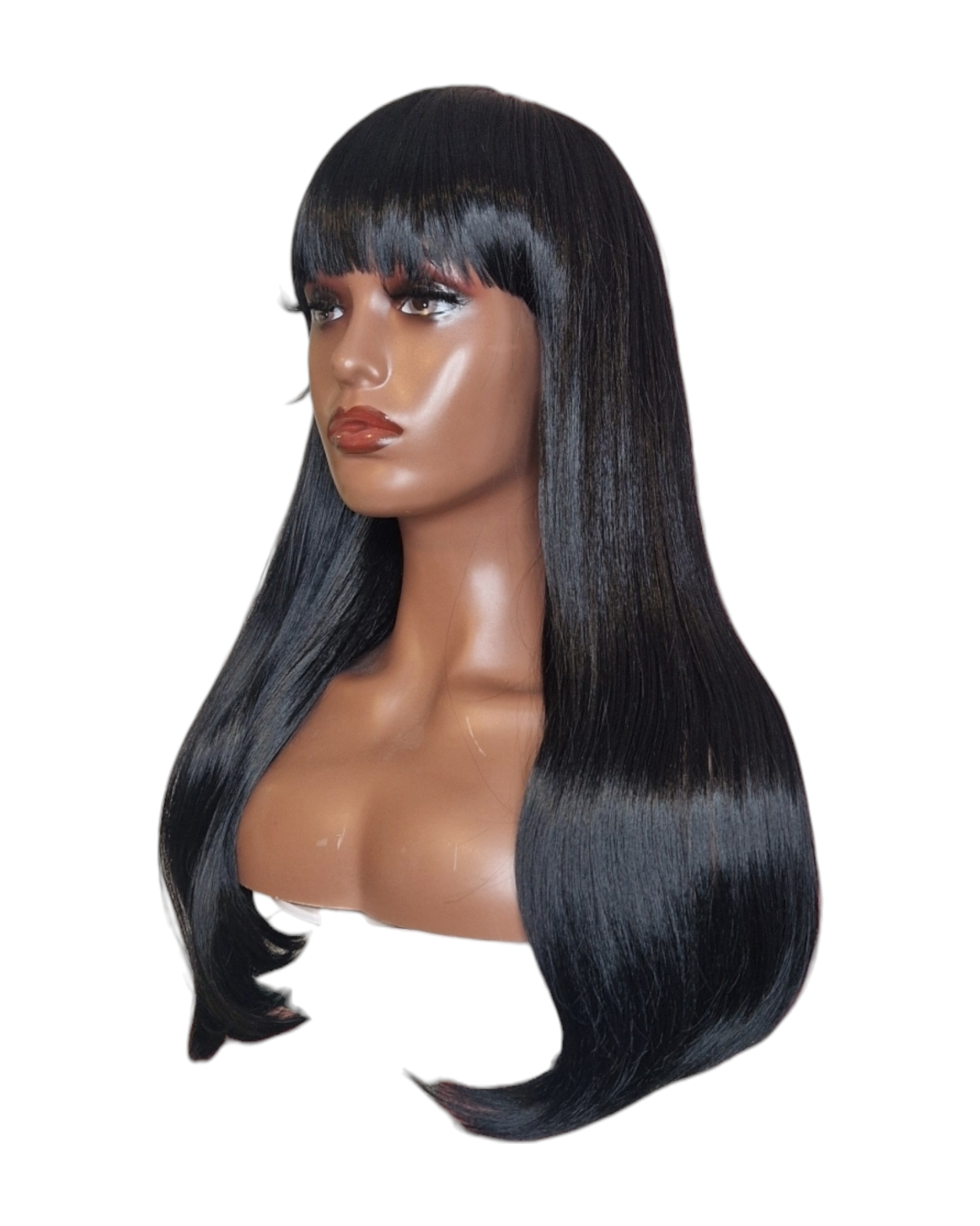 Black Long Wig With Fringe. Farai