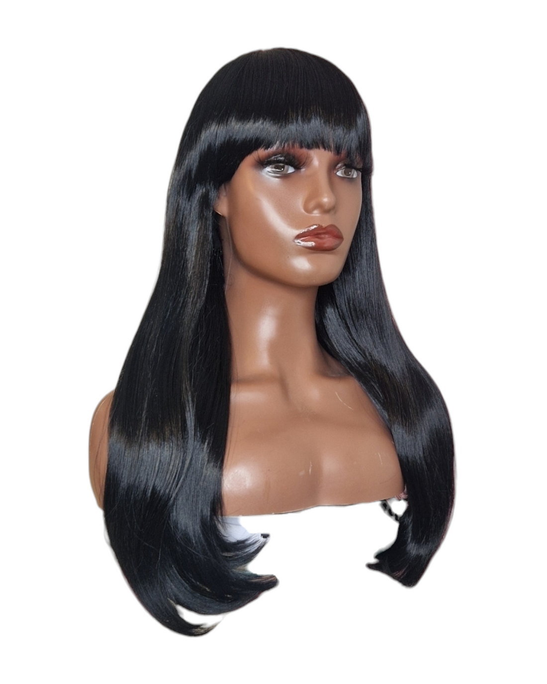 Black Long Wig With Fringe. Farai